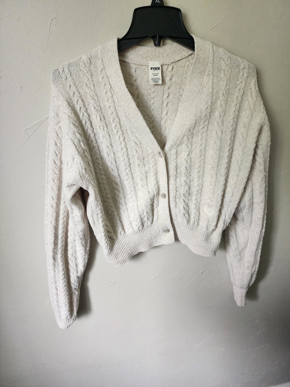 PINK Victoria's Secret Cream Cable-Knit Button Cardigan Size XS